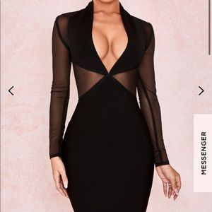 “Safran” House of CB Black Bandage Mesh Dress